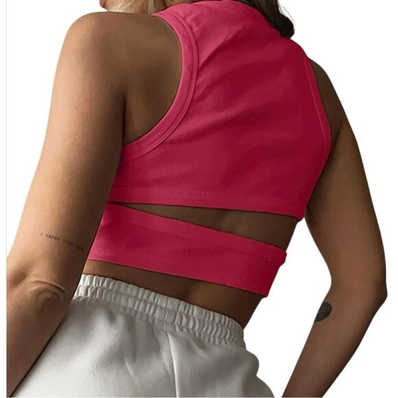 Ribbed Cut Out Back Tank Top NWT - Picture 4 of 6